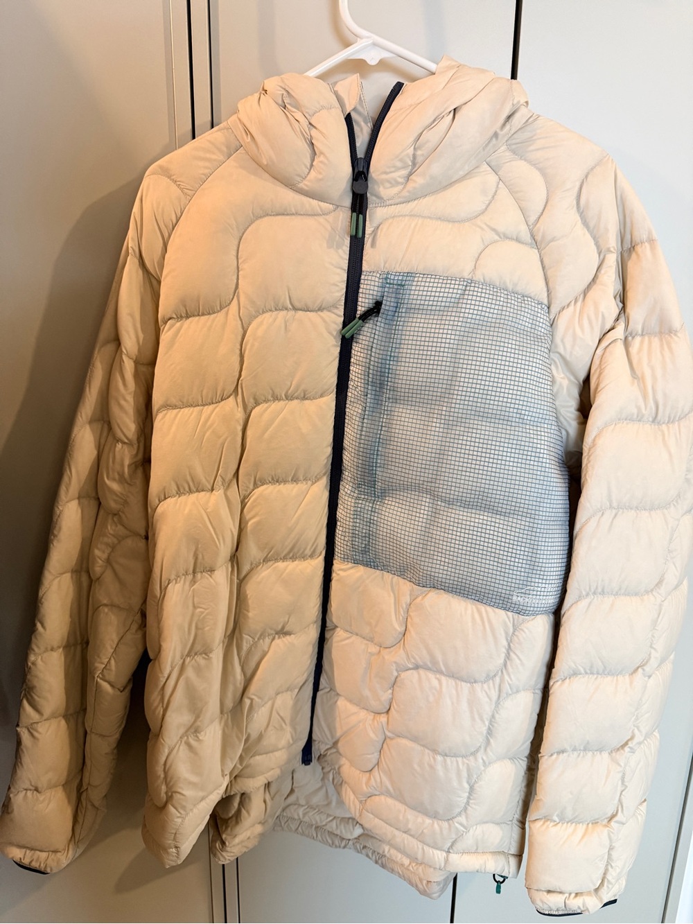 Backcountry Light Cream Quilted Hooded Puffer Lightweight Down Jacket